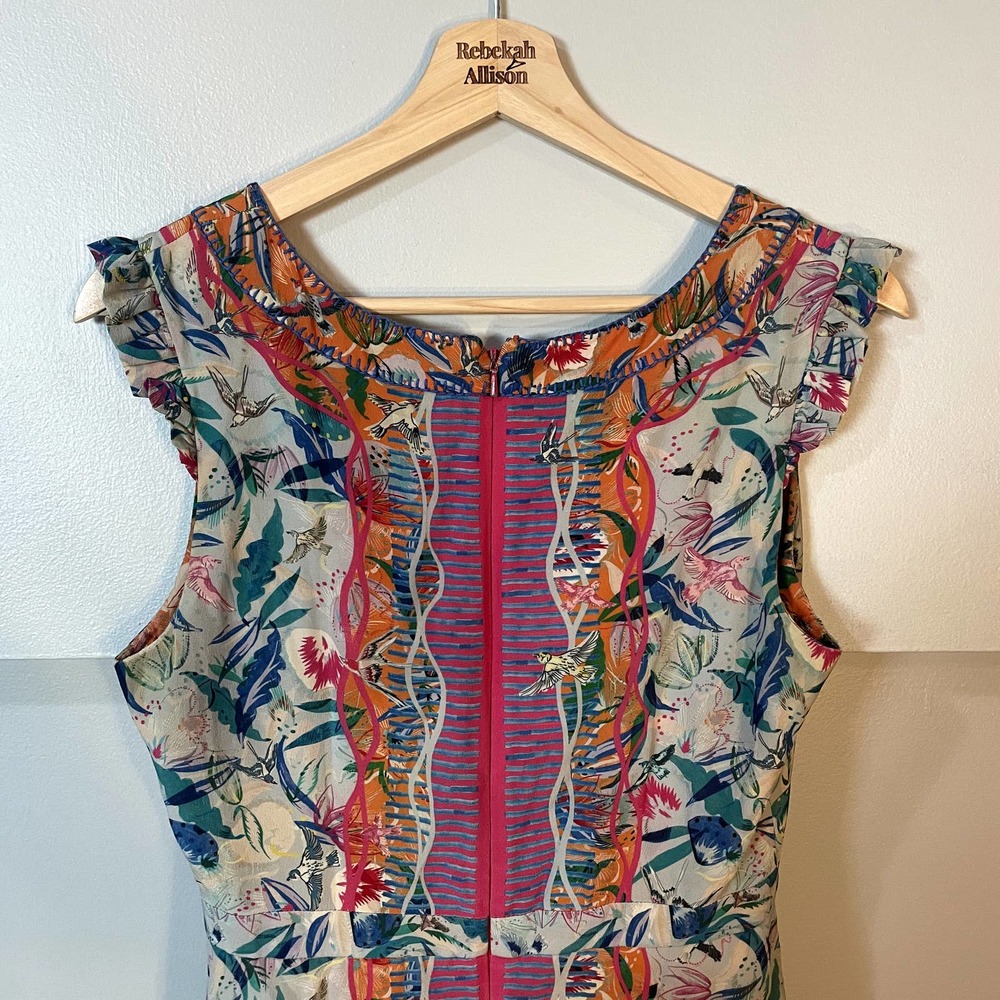 SALONI Elodie Lunar Flight Dress Pleated Floral Tropical Dress Size 6 - Picture 13 of 16